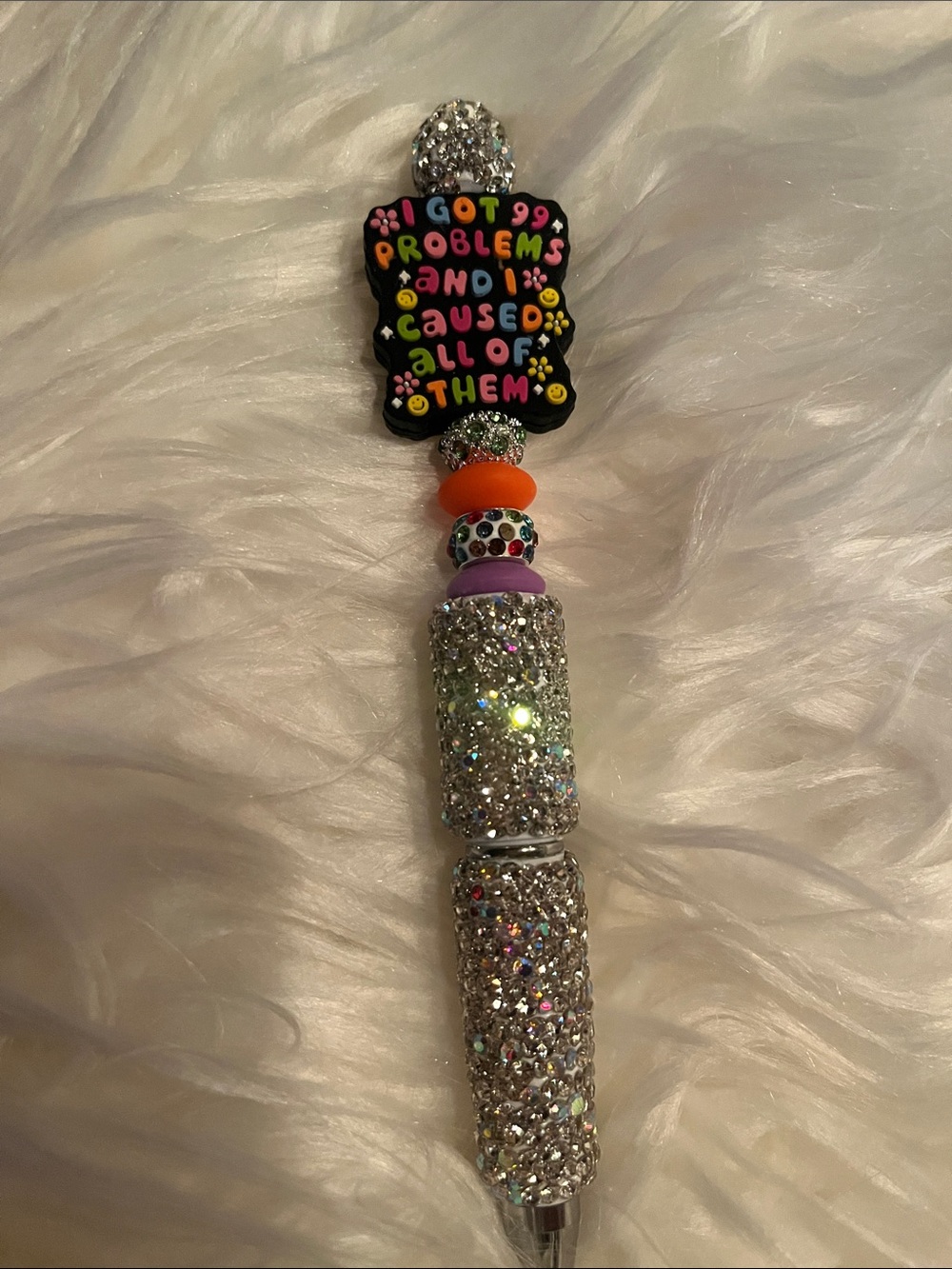 Sparkling Silver Rhinestone Key/Charm Holder with Multicolor Accents